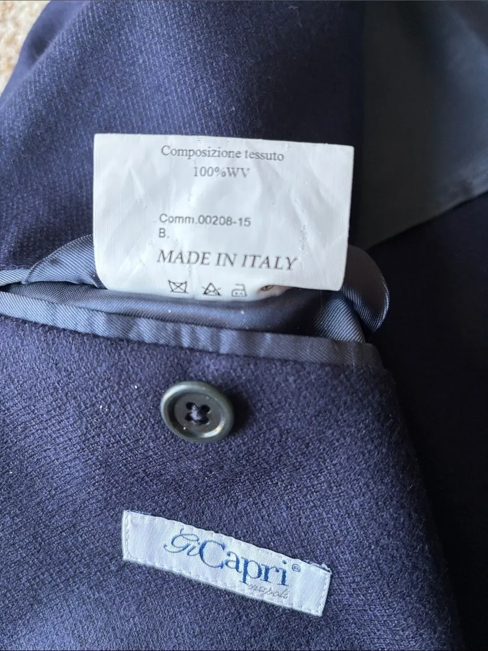 Gi Capri Napoli Navy Wool Hand Tailored Patch Pocket Blazer Eu 52 US 40 Slim